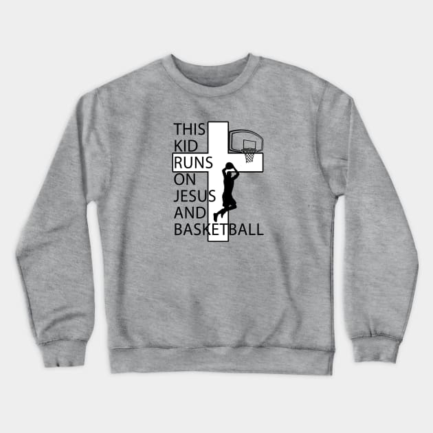 Christian Basketball Player Jesus and Basketball Christ Cross Crewneck Sweatshirt by TeeCreations